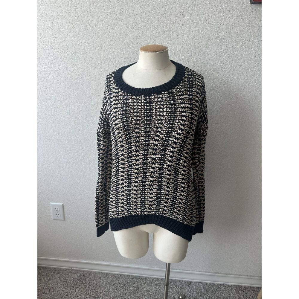 Vince Mercerized Textured Heavy Knit Chunky Crew Neck Sweater